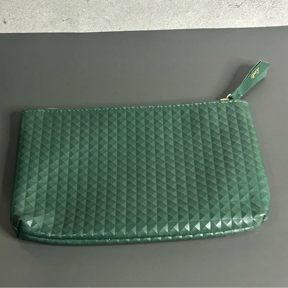 Ipsy Forest Green Textured Cosmetic Bag